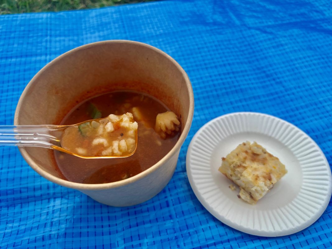 晴海フラッグ 「ヨガと海風でととのう日in 晴海ふ頭公園」カルローズの試食（はるみライフ＋）