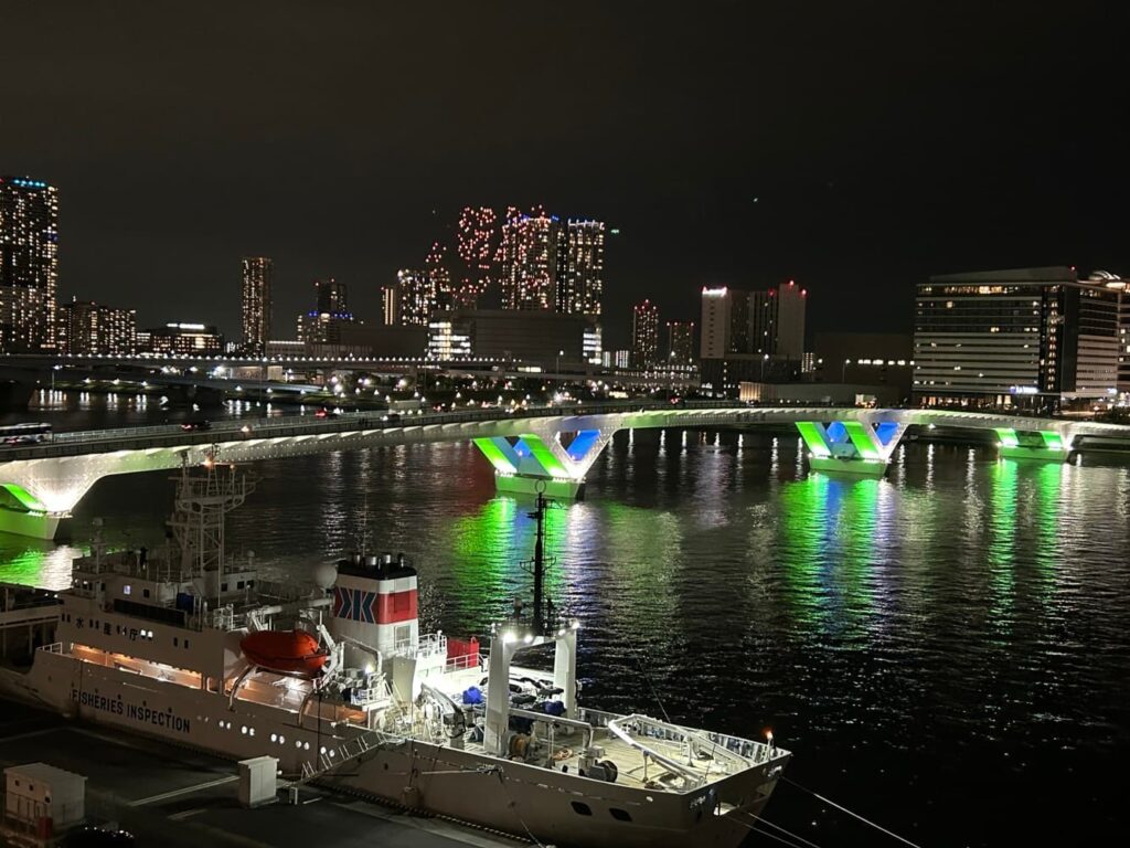 晴海フラッグのシービレッジからの眺望（夜）はるみライフプラス