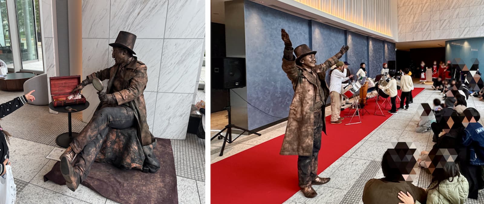 晴海フラッグ ハルフラクリスマスワンダーランド 銅像パフォーマー（はるみライフプラス）