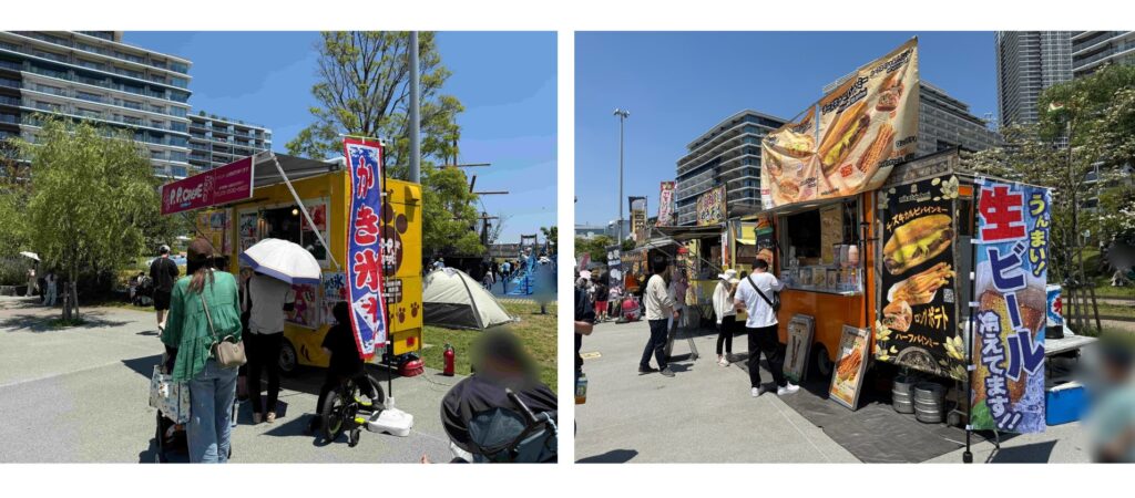 晴海ふ頭公園をティラノサウルスたちが大疾走！Wellness-Life-Summitのキッチンカー（はるみライフプラス