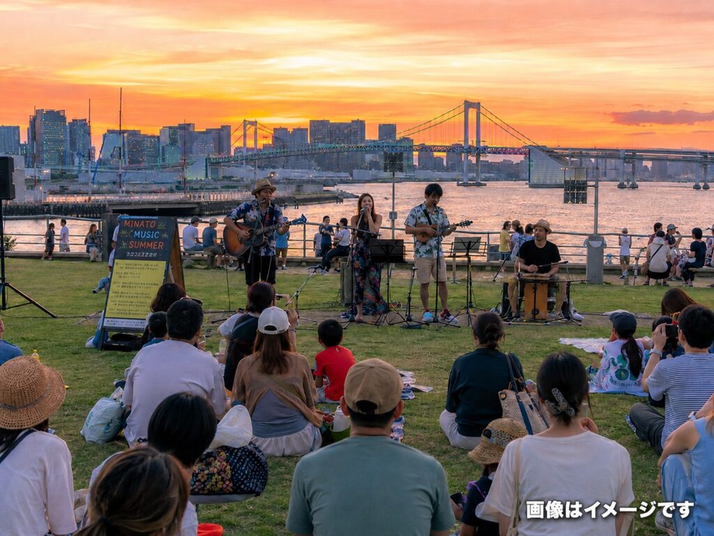 晴海ふ頭公園で水掛けイベントが開催！夕焼けサマースプラッシューはるみライフプラス4