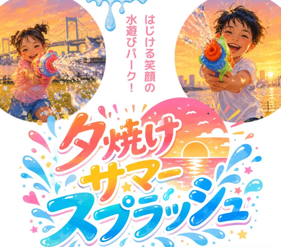 晴海ふ頭公園で水掛けイベントが開催！夕焼けサマースプラッシューはるみライフ＋
